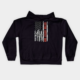 Tattoo Artist Dad American Flag Father's Day 4th Of July Gift Kids Hoodie